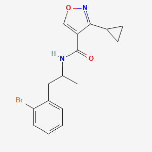 molecular formula C16H17BrN2O2 B6702906 N-[1-(2-bromophenyl)propan-2-yl]-3-cyclopropyl-1,2-oxazole-4-carboxamide 