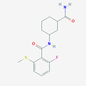 molecular formula C15H19FN2O2S B6702995 N-(3-carbamoylcyclohexyl)-2-fluoro-6-methylsulfanylbenzamide 