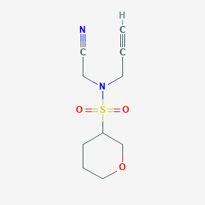 molecular formula C10H14N2O3S B6703008 N-(cyanomethyl)-N-prop-2-ynyloxane-3-sulfonamide 