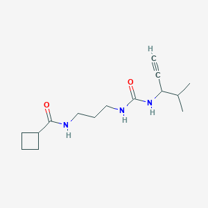 molecular formula C15H25N3O2 B6703110 N-[3-(4-methylpent-1-yn-3-ylcarbamoylamino)propyl]cyclobutanecarboxamide 