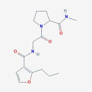 molecular formula C16H23N3O4 B6703252 N-methyl-1-[2-[(2-propylfuran-3-carbonyl)amino]acetyl]pyrrolidine-2-carboxamide 