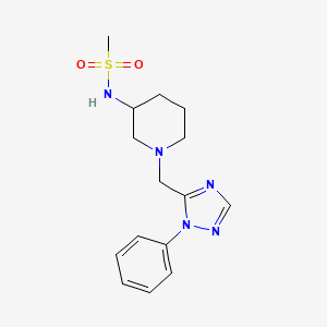 molecular formula C15H21N5O2S B6703258 N-[1-[(2-phenyl-1,2,4-triazol-3-yl)methyl]piperidin-3-yl]methanesulfonamide 