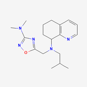 molecular formula C18H27N5O B6703286 N,N-dimethyl-5-[[2-methylpropyl(5,6,7,8-tetrahydroquinolin-8-yl)amino]methyl]-1,2,4-oxadiazol-3-amine 