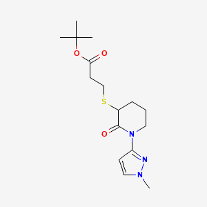 molecular formula C16H25N3O3S B6703290 Tert-butyl 3-[1-(1-methylpyrazol-3-yl)-2-oxopiperidin-3-yl]sulfanylpropanoate 
