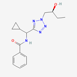 molecular formula C16H21N5O2 B6703327 N-[cyclopropyl-[2-[(2S)-2-hydroxybutyl]tetrazol-5-yl]methyl]benzamide 