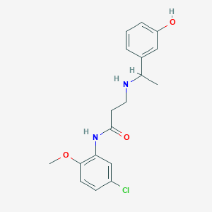 molecular formula C18H21ClN2O3 B6703358 N-(5-chloro-2-methoxyphenyl)-3-[1-(3-hydroxyphenyl)ethylamino]propanamide 