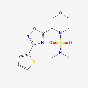 molecular formula C12H16N4O4S2 B6703432 N,N-dimethyl-3-(3-thiophen-2-yl-1,2,4-oxadiazol-5-yl)morpholine-4-sulfonamide 