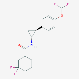molecular formula C17H19F4NO2 B6703541 N-[(1R,2S)-2-[4-(difluoromethoxy)phenyl]cyclopropyl]-3,3-difluorocyclohexane-1-carboxamide 