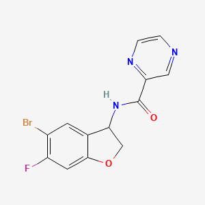 molecular formula C13H9BrFN3O2 B6703602 N-(5-bromo-6-fluoro-2,3-dihydro-1-benzofuran-3-yl)pyrazine-2-carboxamide 