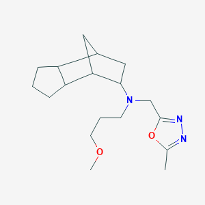 molecular formula C18H29N3O2 B6703646 N-(3-methoxypropyl)-N-[(5-methyl-1,3,4-oxadiazol-2-yl)methyl]tricyclo[5.2.1.02,6]decan-8-amine 