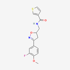molecular formula C16H15FN2O3S B6703770 N-[[3-(3-fluoro-4-methoxyphenyl)-4,5-dihydro-1,2-oxazol-5-yl]methyl]thiophene-3-carboxamide 