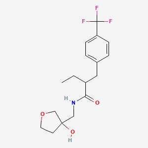 molecular formula C17H22F3NO3 B6704046 N-[(3-hydroxyoxolan-3-yl)methyl]-2-[[4-(trifluoromethyl)phenyl]methyl]butanamide 