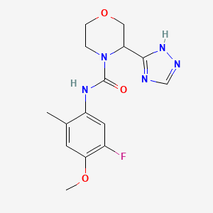 molecular formula C15H18FN5O3 B6704245 N-(5-fluoro-4-methoxy-2-methylphenyl)-3-(1H-1,2,4-triazol-5-yl)morpholine-4-carboxamide 
