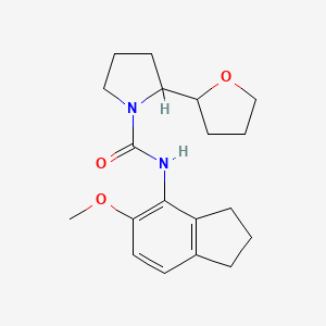 molecular formula C19H26N2O3 B6704267 N-(5-methoxy-2,3-dihydro-1H-inden-4-yl)-2-(oxolan-2-yl)pyrrolidine-1-carboxamide 