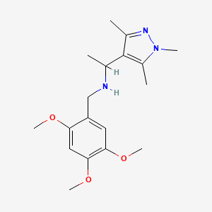 molecular formula C18H27N3O3 B6704346 N-[(2,4,5-trimethoxyphenyl)methyl]-1-(1,3,5-trimethylpyrazol-4-yl)ethanamine 
