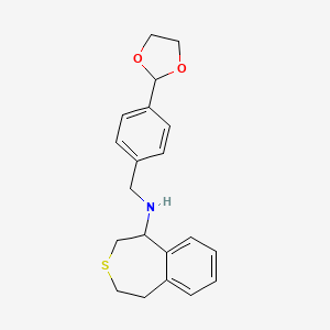 molecular formula C20H23NO2S B6704454 N-[[4-(1,3-dioxolan-2-yl)phenyl]methyl]-1,2,4,5-tetrahydro-3-benzothiepin-5-amine 