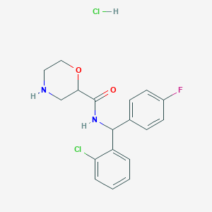 molecular formula C18H19Cl2FN2O2 B6704660 N-[(2-chlorophenyl)-(4-fluorophenyl)methyl]morpholine-2-carboxamide;hydrochloride 
