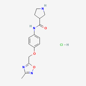 molecular formula C15H19ClN4O3 B6704687 N-[4-[(3-methyl-1,2,4-oxadiazol-5-yl)methoxy]phenyl]pyrrolidine-3-carboxamide;hydrochloride 