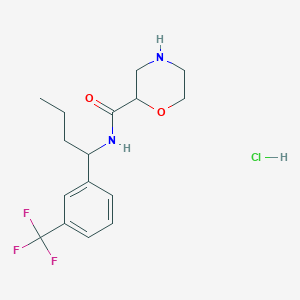 molecular formula C16H22ClF3N2O2 B6704694 N-[1-[3-(trifluoromethyl)phenyl]butyl]morpholine-2-carboxamide;hydrochloride 