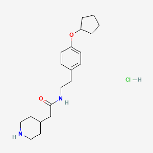 molecular formula C20H31ClN2O2 B6704708 N-[2-(4-cyclopentyloxyphenyl)ethyl]-2-piperidin-4-ylacetamide;hydrochloride 