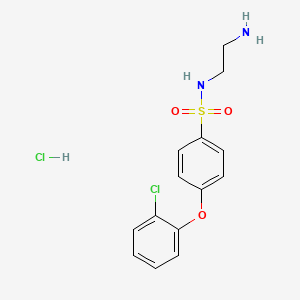 molecular formula C14H16Cl2N2O3S B6704782 N-(2-aminoethyl)-4-(2-chlorophenoxy)benzenesulfonamide;hydrochloride 