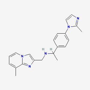 molecular formula C21H23N5 B6704841 N-[(8-methylimidazo[1,2-a]pyridin-2-yl)methyl]-1-[4-(2-methylimidazol-1-yl)phenyl]ethanamine 