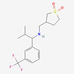 molecular formula C16H22F3NO2S B6704853 N-[(1,1-dioxothiolan-3-yl)methyl]-2-methyl-1-[3-(trifluoromethyl)phenyl]propan-1-amine 
