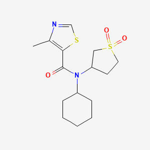 molecular formula C15H22N2O3S2 B6705016 N-cyclohexyl-N-(1,1-dioxothiolan-3-yl)-4-methyl-1,3-thiazole-5-carboxamide 