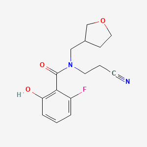 molecular formula C15H17FN2O3 B6705033 N-(2-cyanoethyl)-2-fluoro-6-hydroxy-N-(oxolan-3-ylmethyl)benzamide 