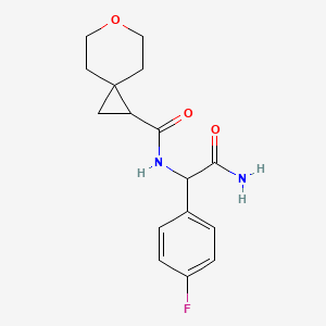 molecular formula C16H19FN2O3 B6705047 N-[2-amino-1-(4-fluorophenyl)-2-oxoethyl]-6-oxaspiro[2.5]octane-2-carboxamide 