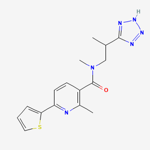 molecular formula C16H18N6OS B6705069 N,2-dimethyl-N-[2-(2H-tetrazol-5-yl)propyl]-6-thiophen-2-ylpyridine-3-carboxamide 