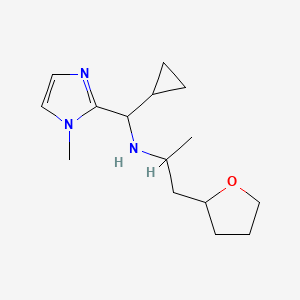molecular formula C15H25N3O B6705122 N-[cyclopropyl-(1-methylimidazol-2-yl)methyl]-1-(oxolan-2-yl)propan-2-amine 