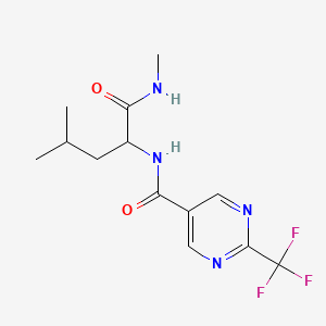 molecular formula C13H17F3N4O2 B6705145 N-[4-methyl-1-(methylamino)-1-oxopentan-2-yl]-2-(trifluoromethyl)pyrimidine-5-carboxamide 