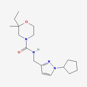 molecular formula C17H28N4O2 B6705428 N-[(1-cyclopentylpyrazol-3-yl)methyl]-2-ethyl-2-methylmorpholine-4-carboxamide 