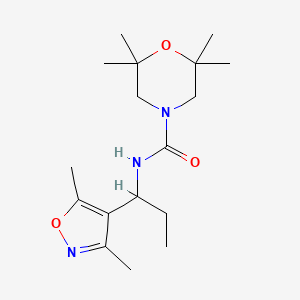 molecular formula C17H29N3O3 B6705436 N-[1-(3,5-dimethyl-1,2-oxazol-4-yl)propyl]-2,2,6,6-tetramethylmorpholine-4-carboxamide 