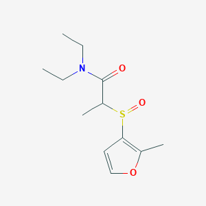 molecular formula C12H19NO3S B6705665 N,N-diethyl-2-(2-methylfuran-3-yl)sulfinylpropanamide 