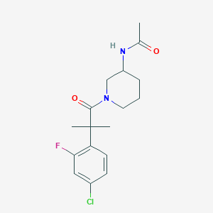 molecular formula C17H22ClFN2O2 B6705683 N-[1-[2-(4-chloro-2-fluorophenyl)-2-methylpropanoyl]piperidin-3-yl]acetamide 