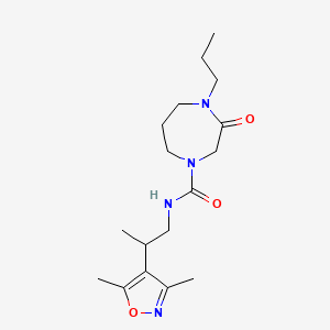 molecular formula C17H28N4O3 B6705691 N-[2-(3,5-dimethyl-1,2-oxazol-4-yl)propyl]-3-oxo-4-propyl-1,4-diazepane-1-carboxamide 