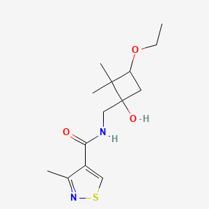 molecular formula C14H22N2O3S B6705781 N-[(3-ethoxy-1-hydroxy-2,2-dimethylcyclobutyl)methyl]-3-methyl-1,2-thiazole-4-carboxamide 