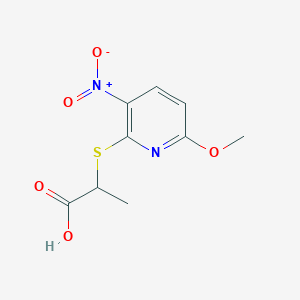 molecular formula C9H10N2O5S B067060 2-[(6-Methoxy-3-nitropyridin-2-yl)sulfanyl]propanoic acid CAS No. 175205-01-3
