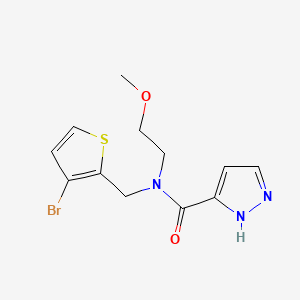 molecular formula C12H14BrN3O2S B6706024 N-[(3-bromothiophen-2-yl)methyl]-N-(2-methoxyethyl)-1H-pyrazole-5-carboxamide 
