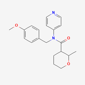 molecular formula C20H24N2O3 B6706036 N-[(4-methoxyphenyl)methyl]-2-methyl-N-pyridin-4-yloxane-3-carboxamide 