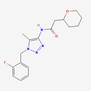 molecular formula C17H21FN4O2 B6706187 N-[1-[(2-fluorophenyl)methyl]-5-methyltriazol-4-yl]-2-(oxan-2-yl)acetamide 