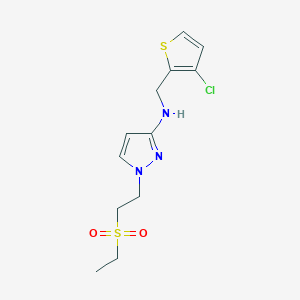 molecular formula C12H16ClN3O2S2 B6706606 N-[(3-chlorothiophen-2-yl)methyl]-1-(2-ethylsulfonylethyl)pyrazol-3-amine 