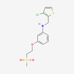 molecular formula C14H16ClNO3S2 B6706611 N-[(3-chlorothiophen-2-yl)methyl]-3-(2-methylsulfonylethoxy)aniline 