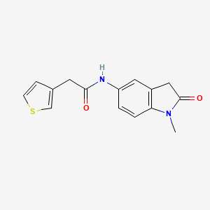 molecular formula C15H14N2O2S B6706725 N-(1-methyl-2-oxo-3H-indol-5-yl)-2-thiophen-3-ylacetamide 