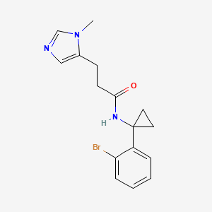 molecular formula C16H18BrN3O B6706937 N-[1-(2-bromophenyl)cyclopropyl]-3-(3-methylimidazol-4-yl)propanamide 