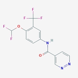 molecular formula C13H8F5N3O2 B6707011 N-[4-(difluoromethoxy)-3-(trifluoromethyl)phenyl]pyridazine-4-carboxamide 