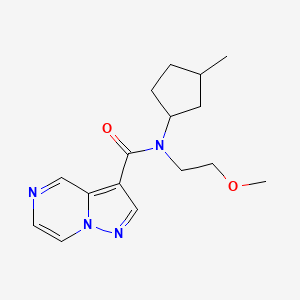 molecular formula C16H22N4O2 B6707032 N-(2-methoxyethyl)-N-(3-methylcyclopentyl)pyrazolo[1,5-a]pyrazine-3-carboxamide 