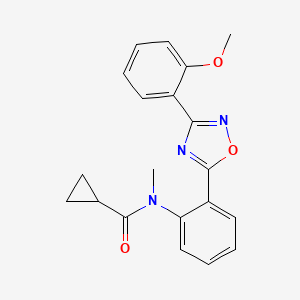 molecular formula C20H19N3O3 B6707083 N-[2-[3-(2-methoxyphenyl)-1,2,4-oxadiazol-5-yl]phenyl]-N-methylcyclopropanecarboxamide 